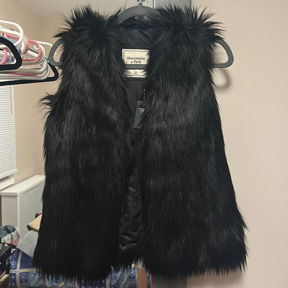 Abercrombie black fur vest